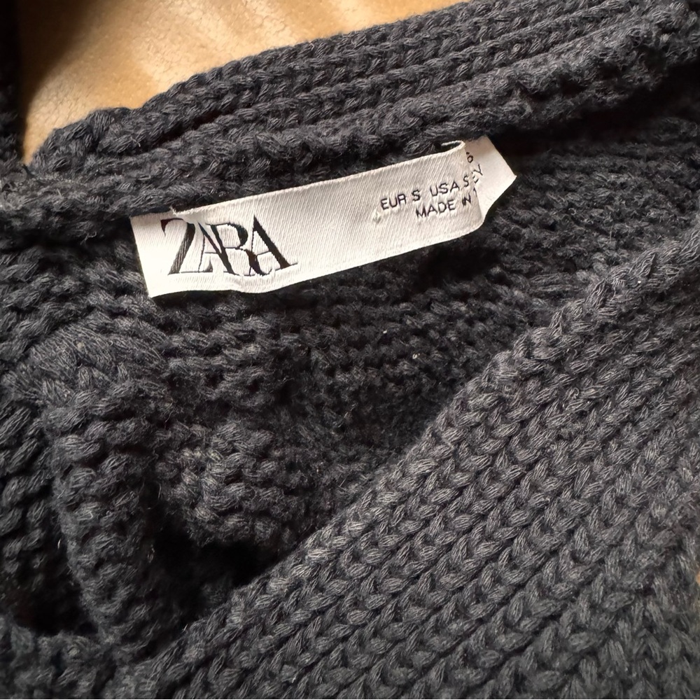 Black Knit Women's Sweater Vest Cotton blend layering knitwear texture cableknit - Picture 8 of 8